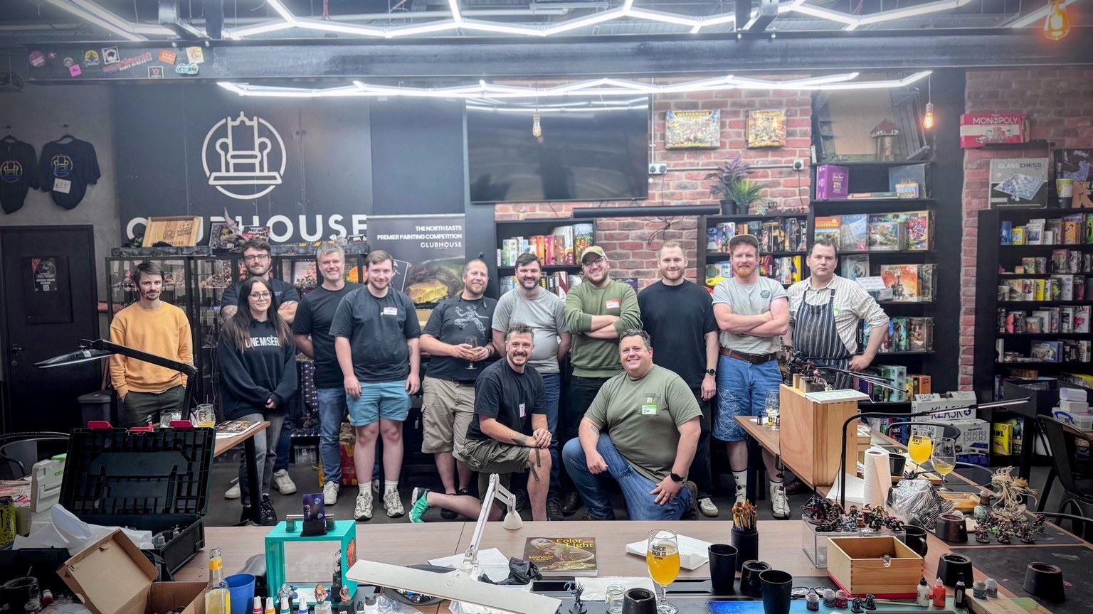 Painters gathered for the first Northern Display Painters Guild meetup at Clubhouse Gaming